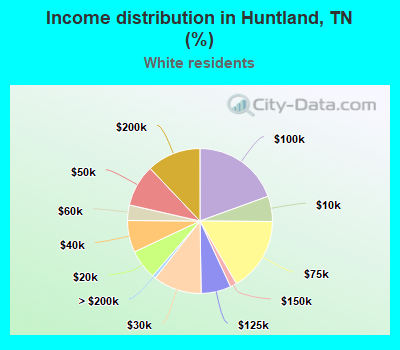 Income distribution in Huntland, TN (%)