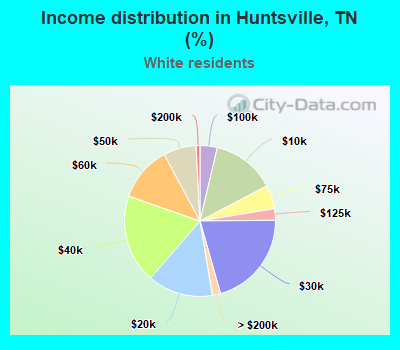 Income distribution in Huntsville, TN (%)