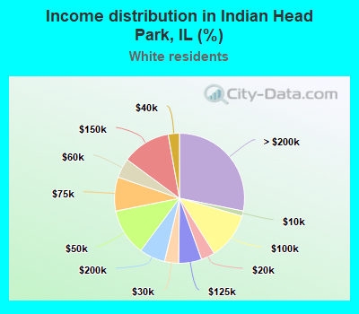 Income distribution in Indian Head Park, IL (%)