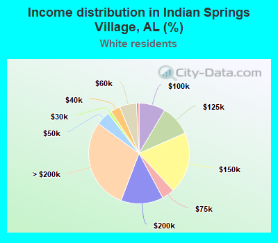 Income distribution in Indian Springs Village, AL (%)
