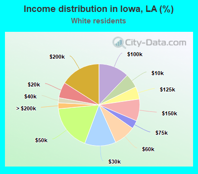 Income distribution in Iowa, LA (%)