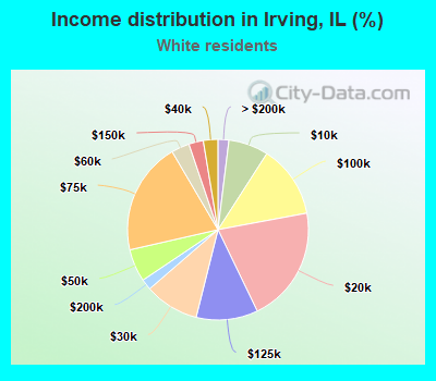 Income distribution in Irving, IL (%)