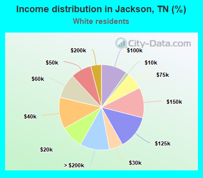 Income distribution in Jackson, TN (%)