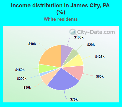 Income distribution in James City, PA (%)