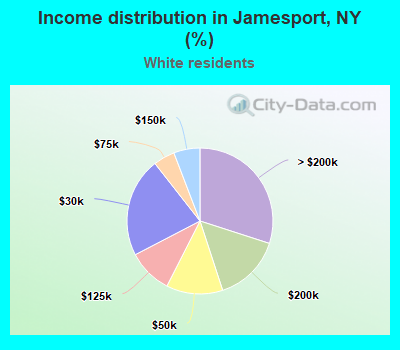 Income distribution in Jamesport, NY (%)