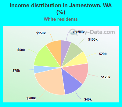 Income distribution in Jamestown, WA (%)