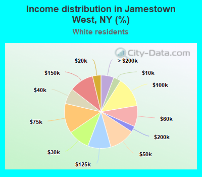 Income distribution in Jamestown West, NY (%)