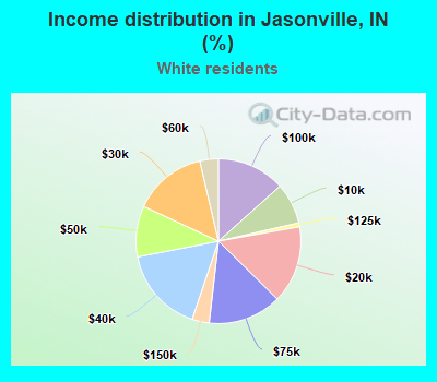 Income distribution in Jasonville, IN (%)