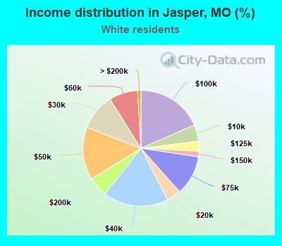 Income distribution in Jasper, MO (%)