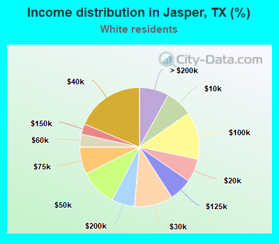 Income distribution in Jasper, TX (%)