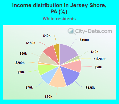 Income distribution in Jersey Shore, PA (%)