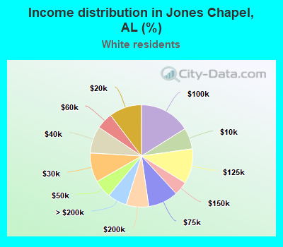 Income distribution in Jones Chapel, AL (%)