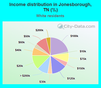 Income distribution in Jonesborough, TN (%)