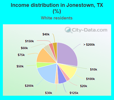 Income distribution in Jonestown, TX (%)
