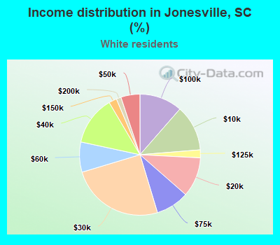 Income distribution in Jonesville, SC (%)