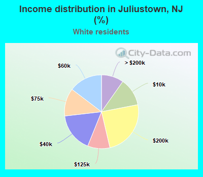 Income distribution in Juliustown, NJ (%)