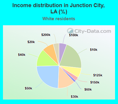 Income distribution in Junction City, LA (%)
