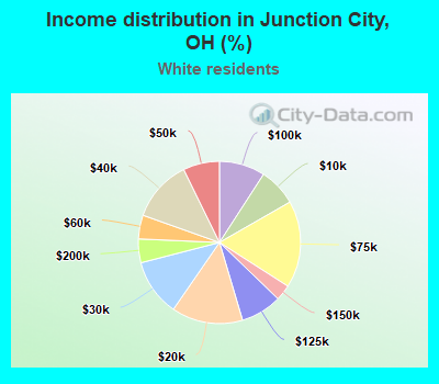 Income distribution in Junction City, OH (%)