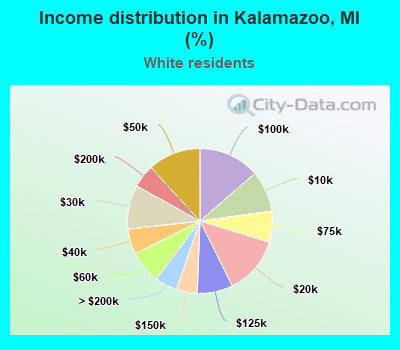 Income distribution in Kalamazoo, MI (%)