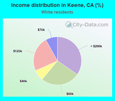 Income distribution in Keene, CA (%)