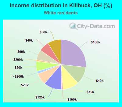 Income distribution in Killbuck, OH (%)