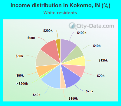 Income distribution in Kokomo, IN (%)