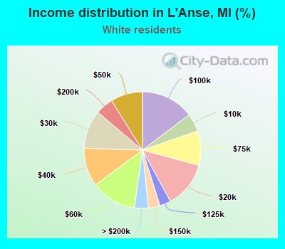 Income distribution in L'Anse, MI (%)
