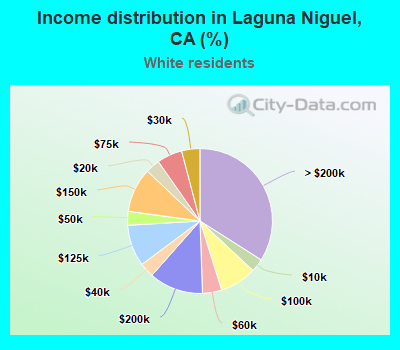 Income distribution in Laguna Niguel, CA (%)