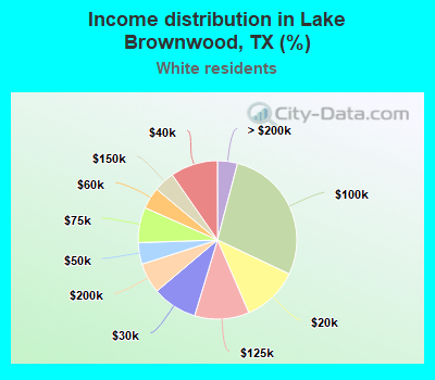 Income distribution in Lake Brownwood, TX (%)