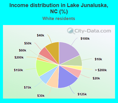Income distribution in Lake Junaluska, NC (%)
