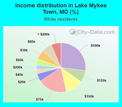 Income distribution in Lake Mykee Town, MO (%)