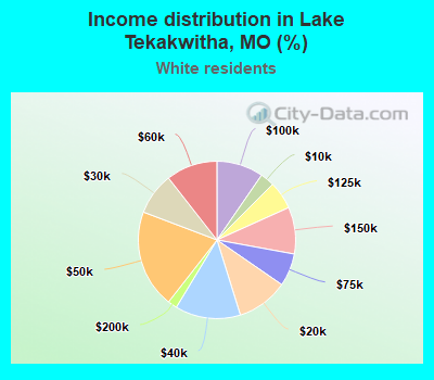 Income distribution in Lake Tekakwitha, MO (%)