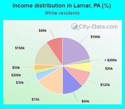 Income distribution in Lamar, PA (%)