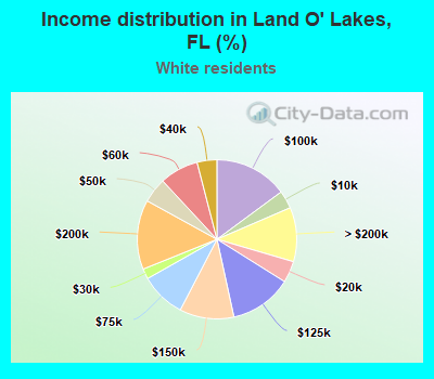 Income distribution in Land O' Lakes, FL (%)