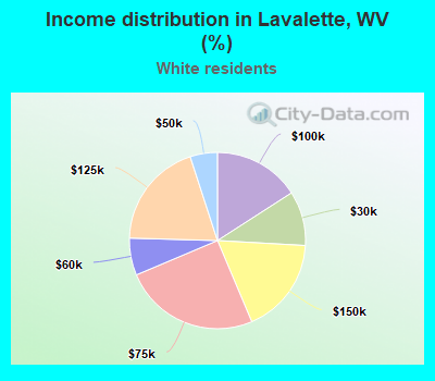 Income distribution in Lavalette, WV (%)