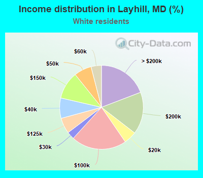 Income distribution in Layhill, MD (%)