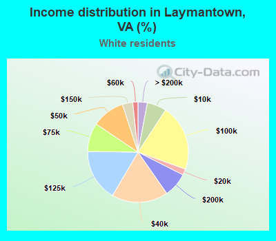 Income distribution in Laymantown, VA (%)
