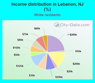 Income distribution in Lebanon, NJ (%)