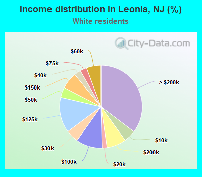 Income distribution in Leonia, NJ (%)