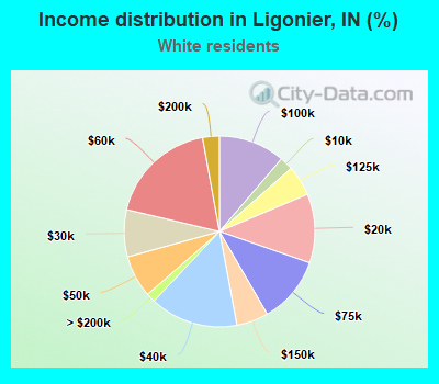 Income distribution in Ligonier, IN (%)