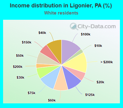 Income distribution in Ligonier, PA (%)