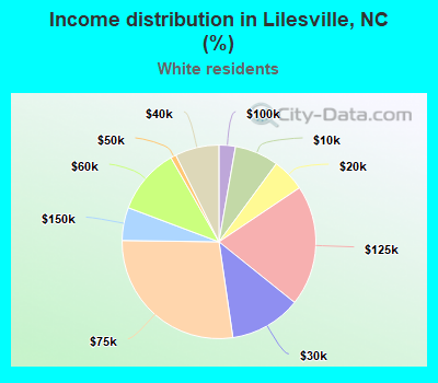 Income distribution in Lilesville, NC (%)
