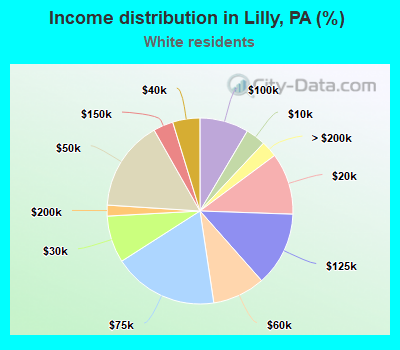 Income distribution in Lilly, PA (%)