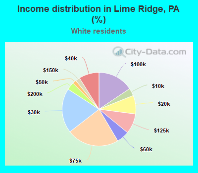 Income distribution in Lime Ridge, PA (%)