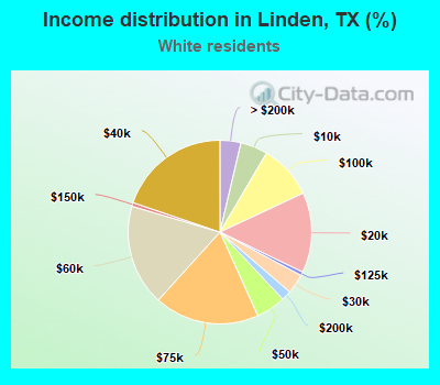 Income distribution in Linden, TX (%)