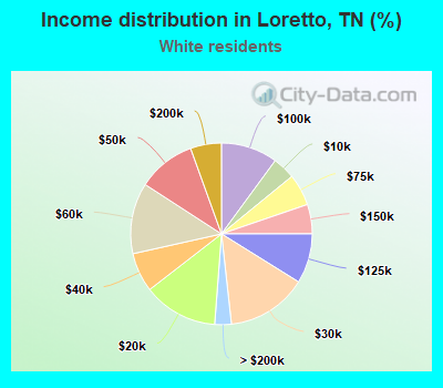 Income distribution in Loretto, TN (%)