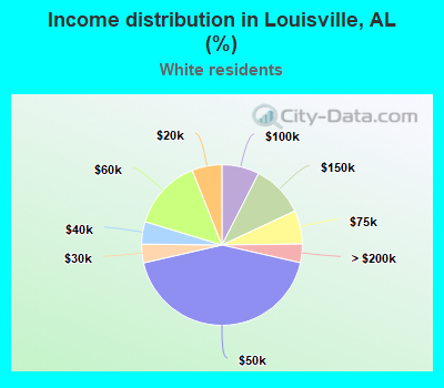 Income distribution in Louisville, AL (%)