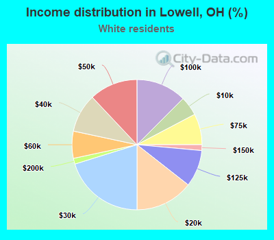 Income distribution in Lowell, OH (%)