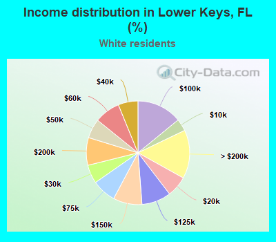 Income distribution in Lower Keys, FL (%)