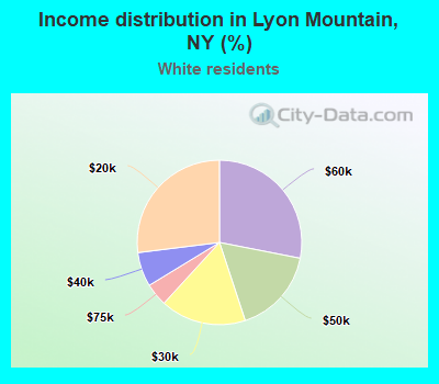 Income distribution in Lyon Mountain, NY (%)